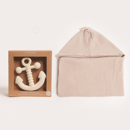 Organic Hooded Towel and Teether Bundle