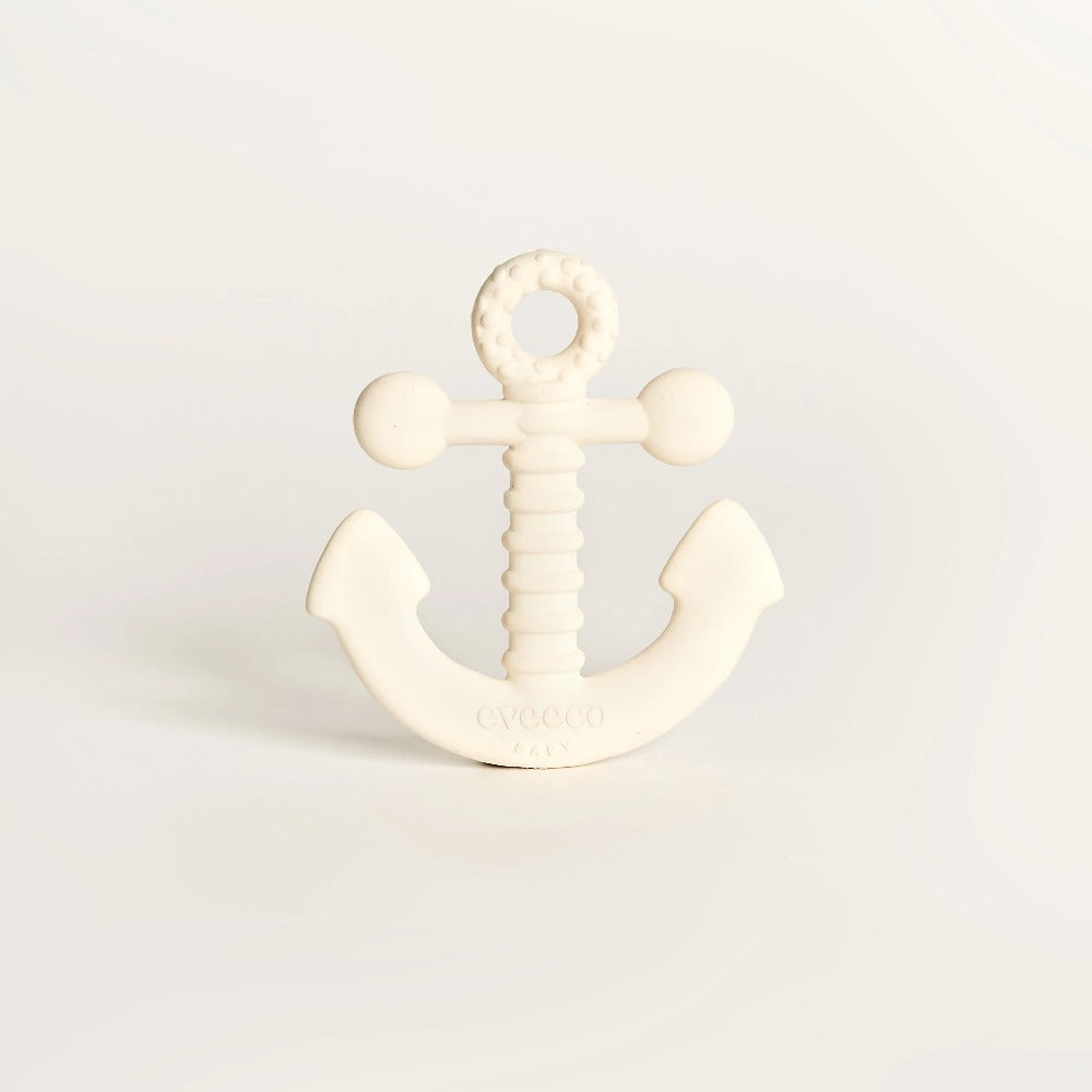 Neutral baby white natural rubber EveEco baby anchor teether perfect for soothing sore gums. 